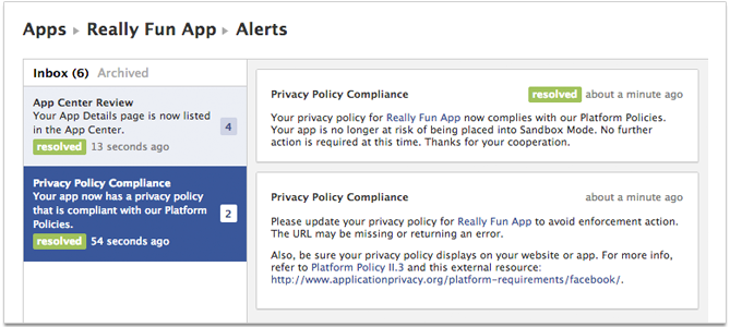Facebook Provides Developers with Platform Alerts