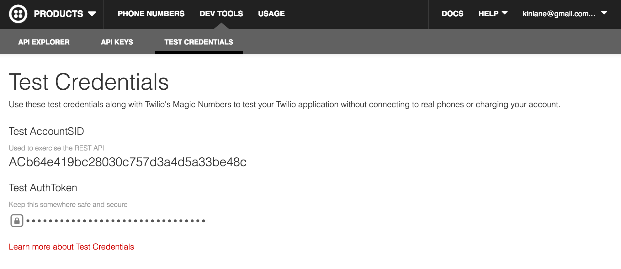 Twilio Provides Test API Credentials With Magic Phone Numbers
