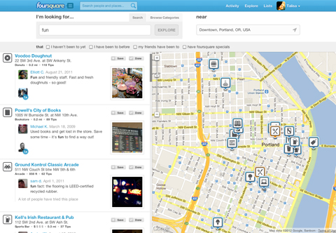 Foursquare Launches Web Version of Recommendations