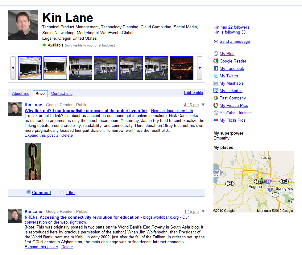 Google Profile and Dashboard